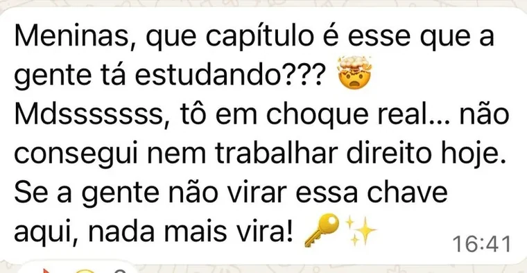 Mensagem de participante ao final da Jornada Um Novo Mundo