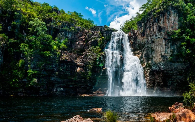 Cachoeira na Chapada dos Veadeiros, em Alto Paraíso de Goiás