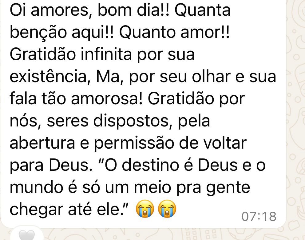 Mensagem de uma participante da Jornada Relembrar