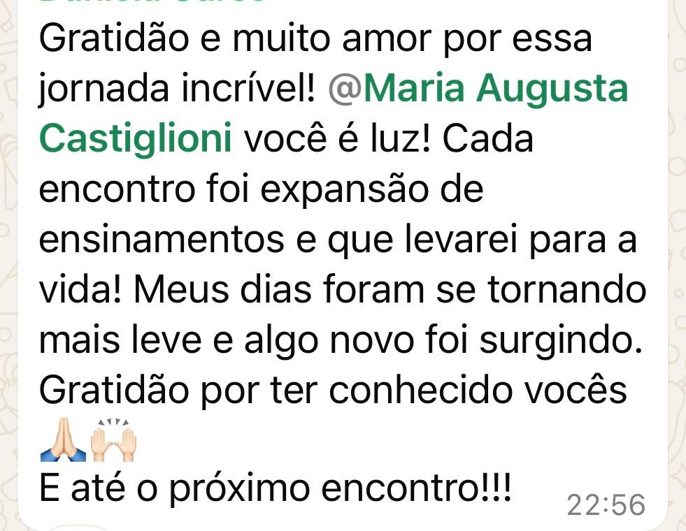 Mensagem de uma participante da Jornada Relembrar