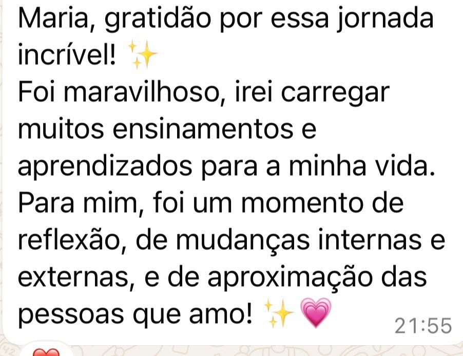 Mensagem de uma participante da Jornada Relembrar