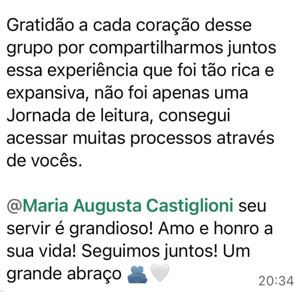 Mensagem de uma participante da Jornada Relembrar
