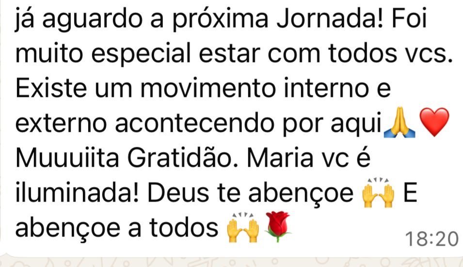 Mensagem de uma participante da Jornada Relembrar